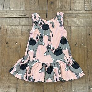 Dear Sophie pink donkey drop waist organic cotton dress 9-12 months graphic